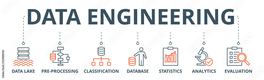 Data engineering banner web icon vector illustration concept with icon ...