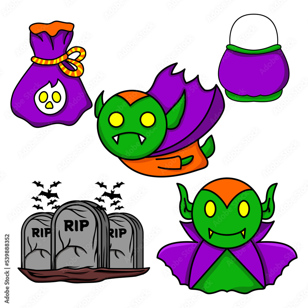 Obraz premium Halloween character illustration vector bundle
