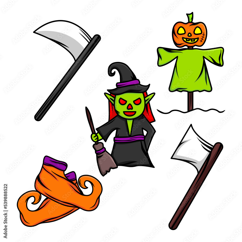 Obraz premium Halloween character illustration vector bundle