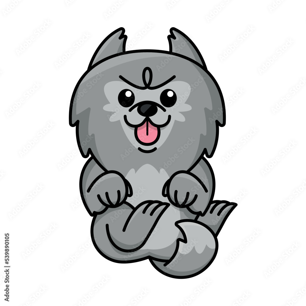 A GREY WOLF IS LYING CARTOON ILLUSTRATION