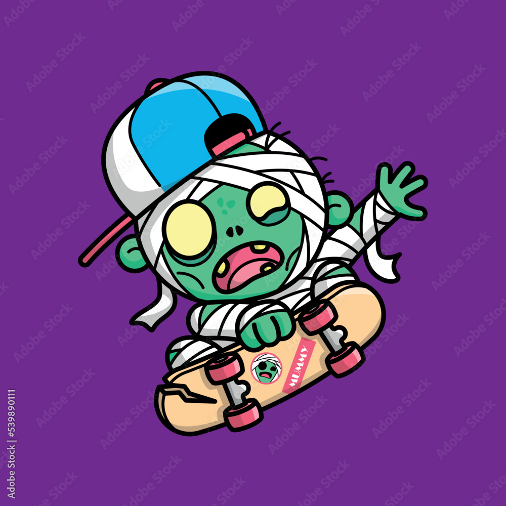 COOL MUMMY WITH HAT IS DOING A SKATING TRICK COOL MUMMY WITH HAT IS DOING A SKATING TRICK