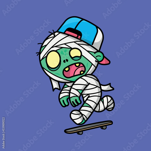 COOL MUMMY WITH HAT IS SKATING