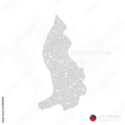 Liechtenstein grey map isolated on white background with abstract mesh line and point scales. Vector illustration eps 10	
