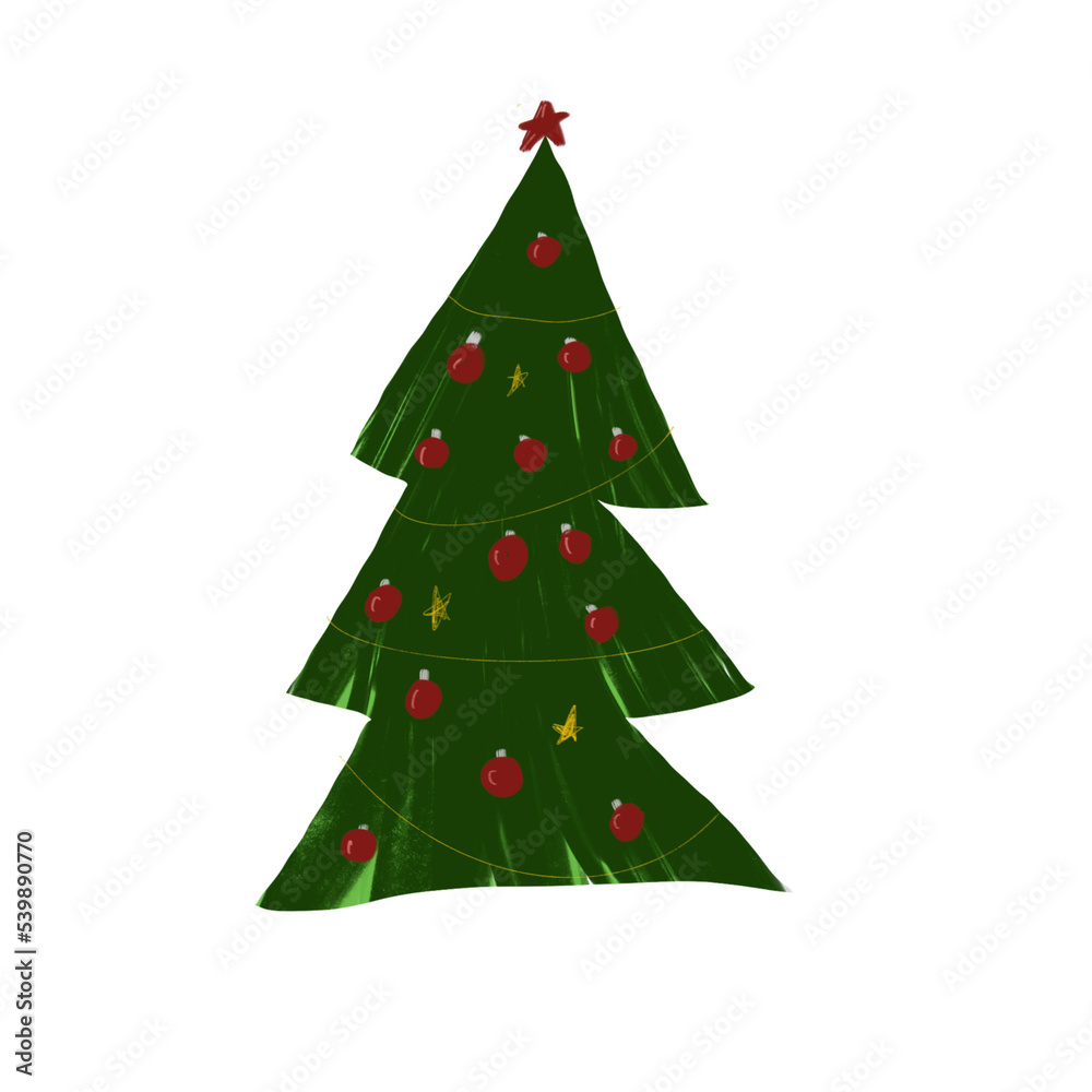 Christmas tree, simple flat design on transparent background Christmas tree, simple flat design on transparent background