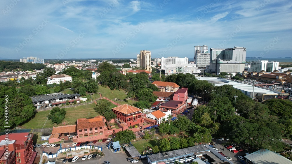 Malacca, Malaysia - October 16, 2022: The Historical Landmark Buildings and Tourist Attractions of Malacca