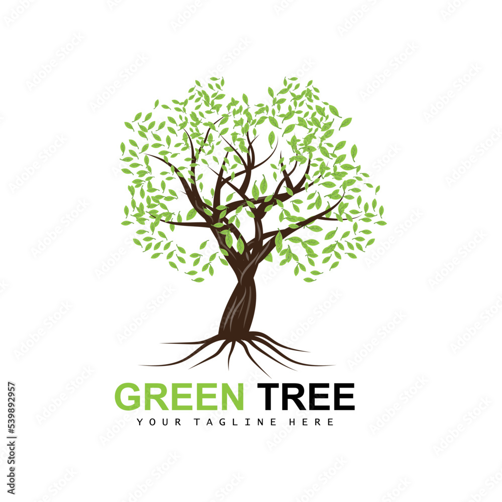 Obraz premium Tree Logo, Green Trees And Wood Design, Forest Illustration, Trees Kids Games