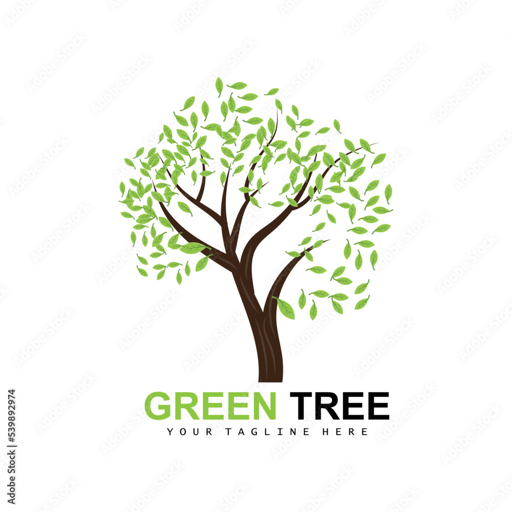 Obraz premium Tree Logo, Green Trees And Wood Design, Forest Illustration, Trees Kids Games