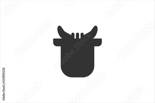 Dairy cow milk head logo, cow cattle farm livestock animal head icon silhouette