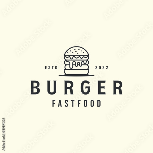 vector of burger or hamburger line art logo icon template illustration design
