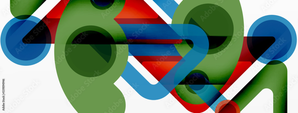 Geometric primitives. Lines, circles abstract background
