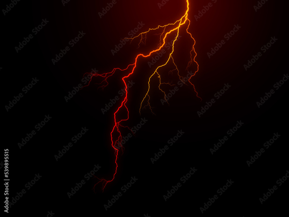 Massive lightning bolt with branches isolated on black background ...