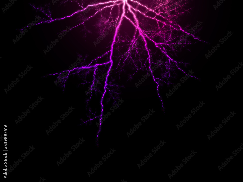 Massive lightning bolt with branches isolated on black background ...