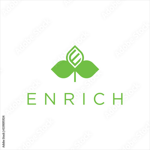 enrich nature letter E logo design ideas