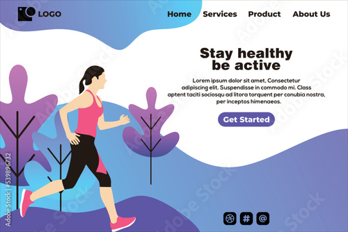 Stay healty landing page design vector