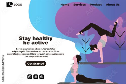 Stay healty landing page design vector