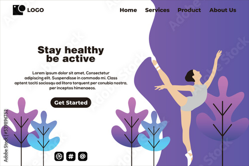 Stay healty landing page design vector