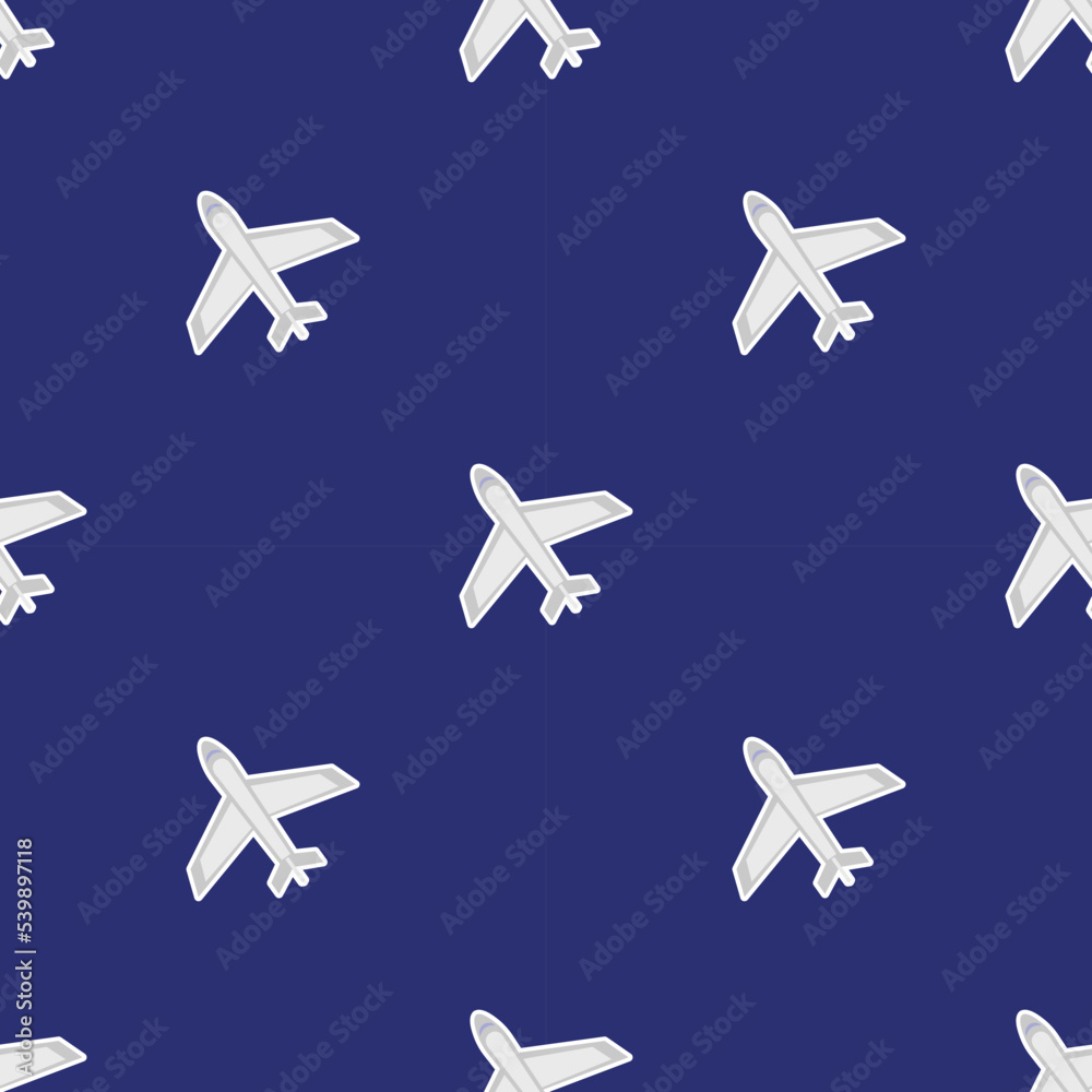 airplane cartoon seamless pattern in dark background