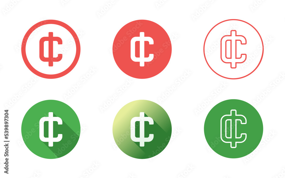 Ghanaian Cedi Symbol Icon Set Ghanaian Cedi Symbol Icon Set