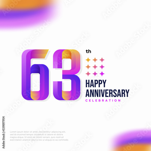 Number 63 logo icon design, 63 birthday logo number, anniversary 63
