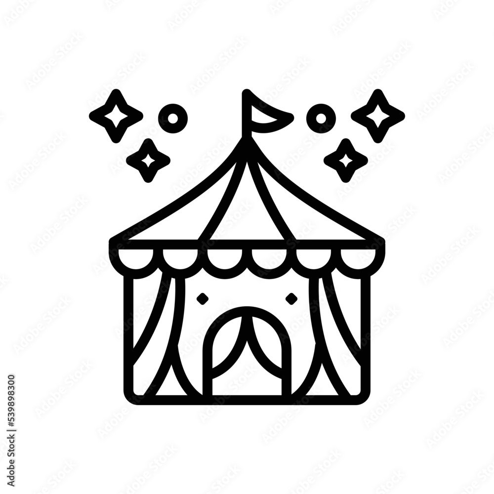 Black line icon for circus