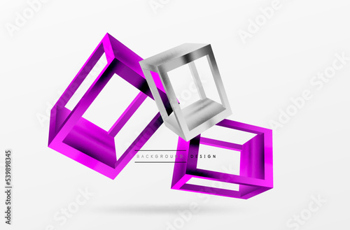 3D cube shapes vector geometric background. Trendy techno business template for wallpaper, banner, background or landing