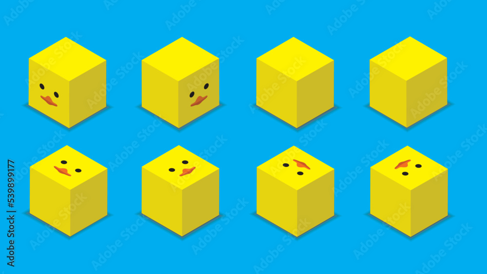 Fototapeta premium Animal Dice 3D Characters Animal Chick Cartoon Vector