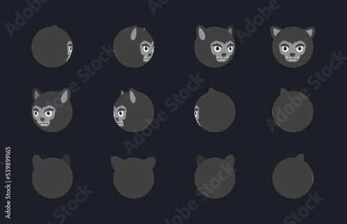 Halloween Ball Head Animation Sequence Werewolf Cartoon Vector