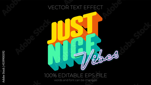 Just Nice Vibes text effect style, EPS editable text effect