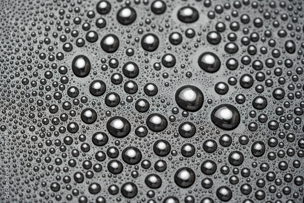 Water drops on a black background close-up Water drops on a black background close-up