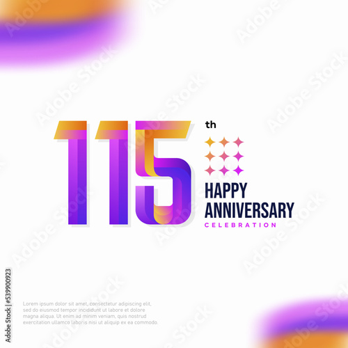 Number 115 logo icon design, 115 birthday logo number, anniversary 115