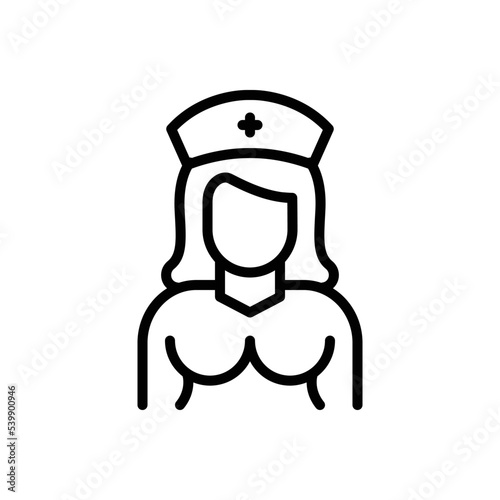 Black line icon for nurse