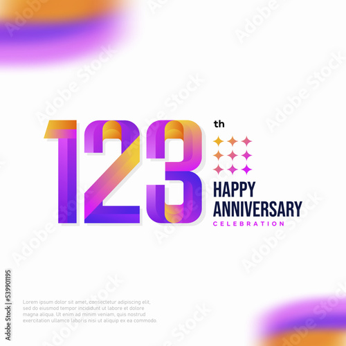 Number 123 logo icon design, 123 birthday logo number, anniversary 123 photo