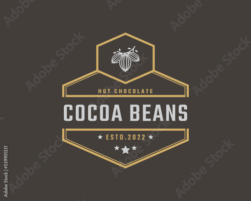 Vintage Retro Badge Emblem Chocolate with Cocoa Bean Logo Design Linear Style