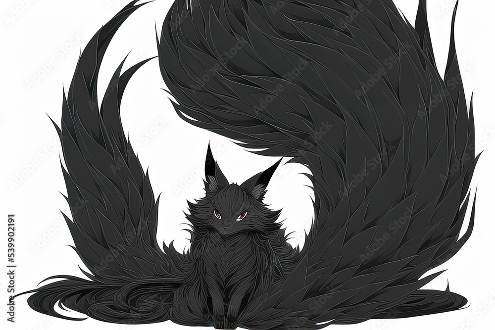 nine-tailed kitsune fox anime, Generative AI Stock Illustration | Adobe ...
