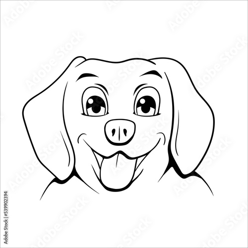 Smiling happy dog cartoon vector line art
