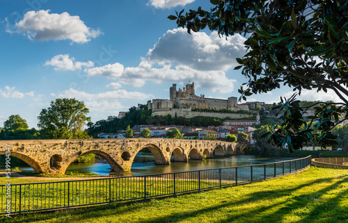 Old Bridge and Saint-Nazaire Cathedral in Béziers in Occitanie, France
