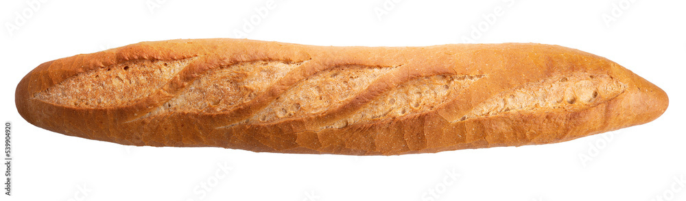 Freshly baked baguette or multigrain loaf bread on brown white PNG File.