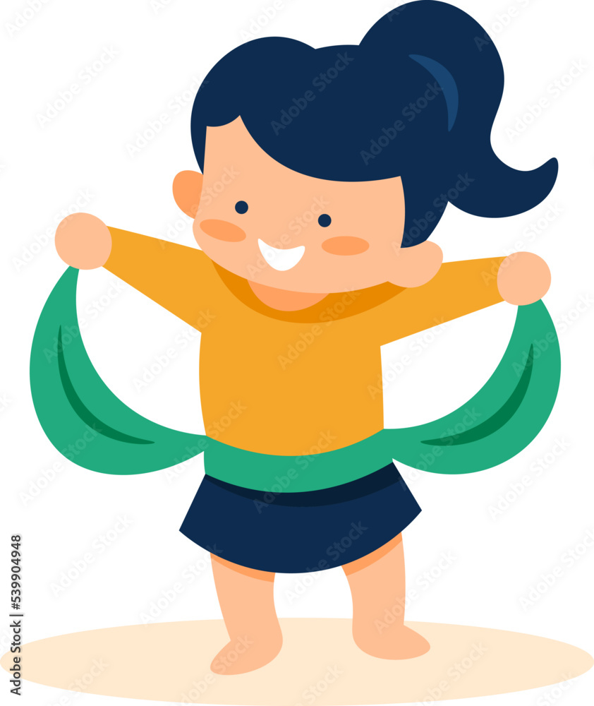 Cute Little Girl Dancing - Kids Vector Illustration Cute Little Girl Dancing - Kids Vector Illustration