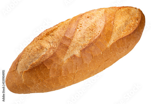 Fotografie, Obraz Freshly baked baguette or multigrain loaf bread on brown white PNG File