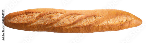Freshly baked baguette or multigrain loaf bread on brown white PNG File. photo