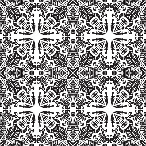 Ethnic seamless pattern. Tribal style African mask.