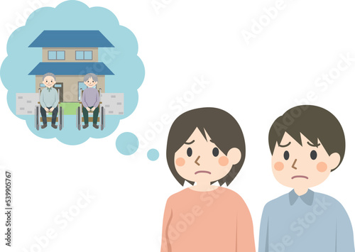 自宅での親の介護について悩む男女