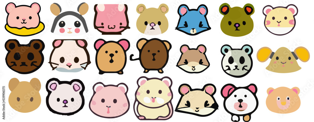 set of cute mammal animal icon logo symbol
