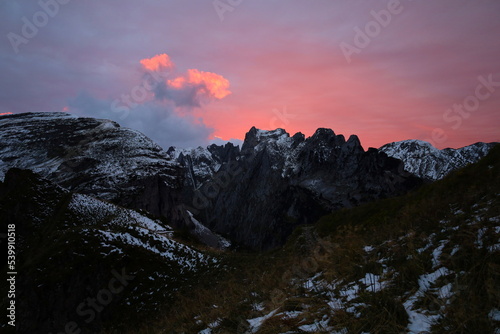 Famous Saxer Lucke mountain ridge located in Alpstein, Appenzell in Switzerland
