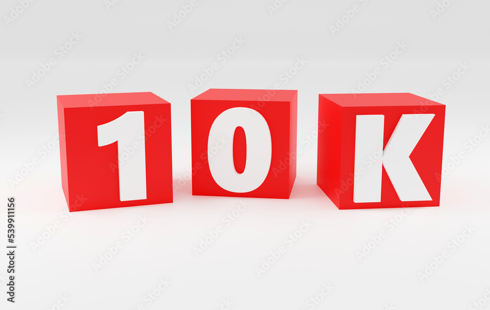 Sign 10k online internet media blog followers 3D render illustration Sign 10k online internet media blog followers 3D render illustration