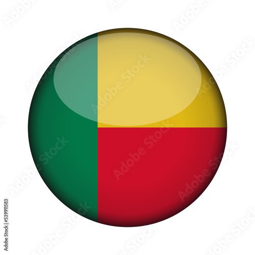 Free Download benin Flag in glossy round button of icon. National concept sign. Independence Day. isolated on transparent background. - GFXLoad