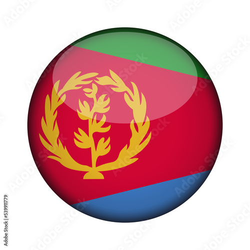 eritrea Flag in glossy round button of icon. National concept sign. Independence Day. isolated on transparent background.