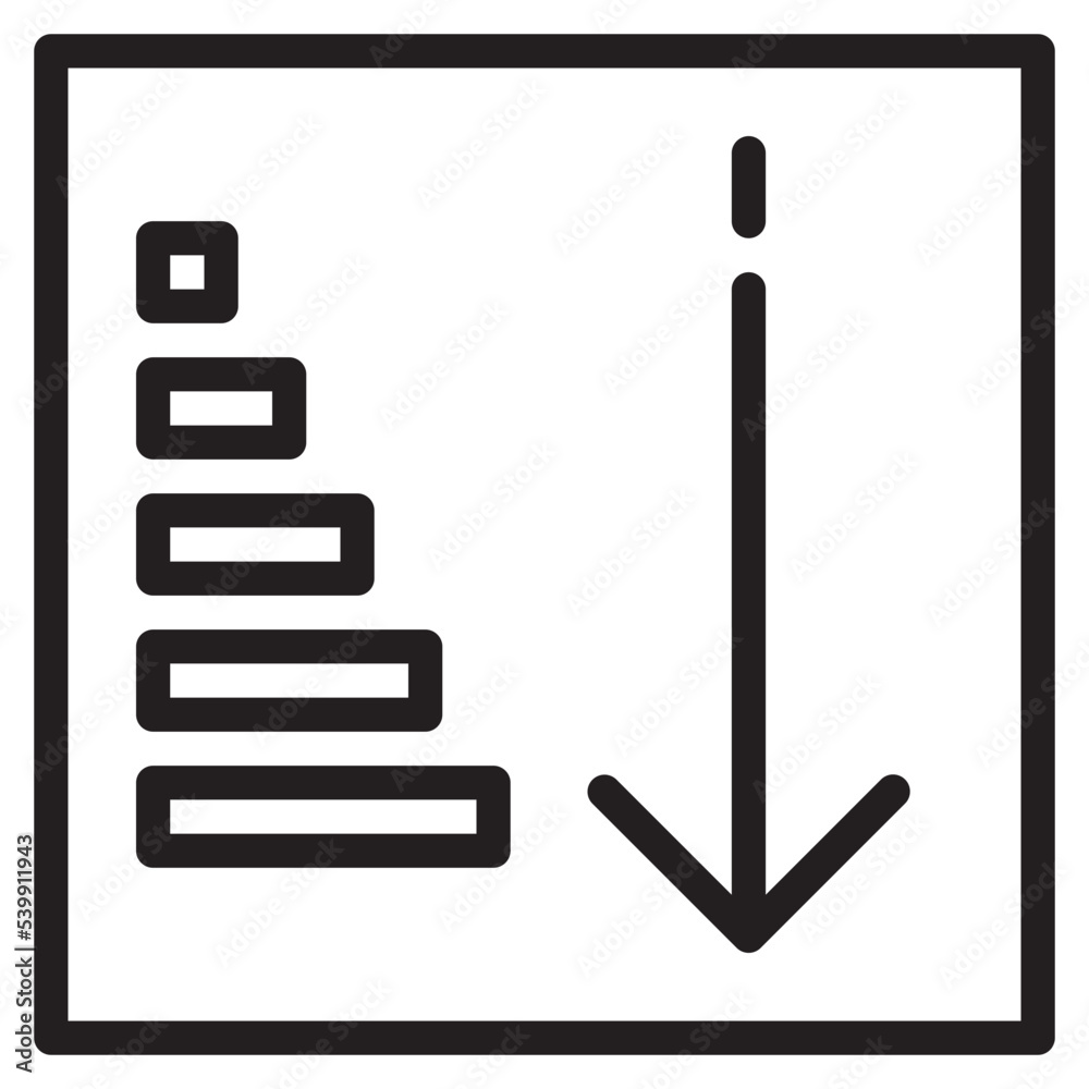 Ascending Sorting outline style icon Ascending Sorting outline style icon