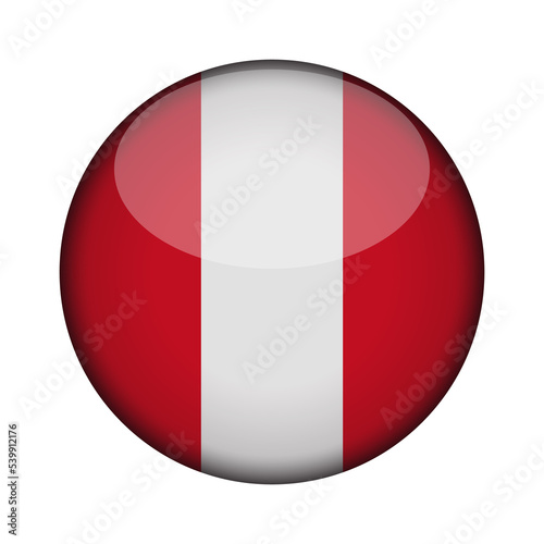 peru Flag in glossy round button of icon. National concept sign. Independence Day. isolated on transparent background.