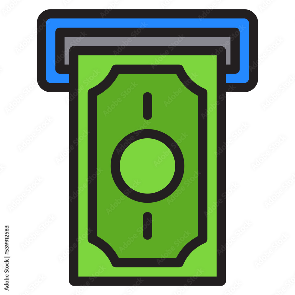 Cash machine color line style icon Cash machine color line style icon
